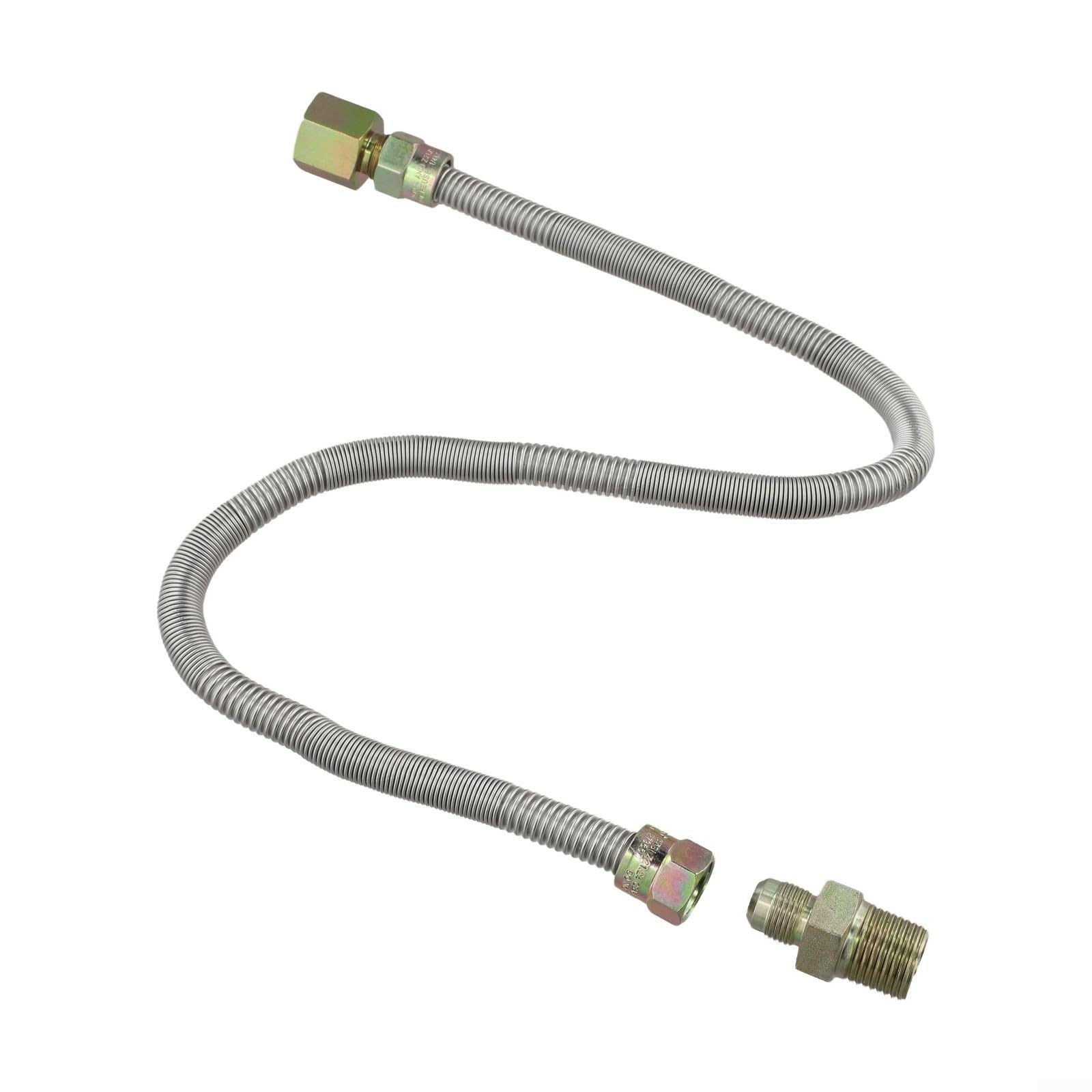 Flexible Gasleitung Propangasschlauch Edelstahl 304 Pfeiffreies Design Für Außen Innen Heizung Feuerstellen Kamine Silber 30 Zoll 3/8 Zoll UV-Schutz Für Gasgeräte Anwendungen