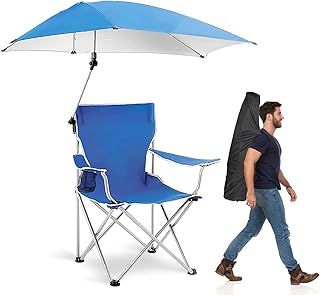 KAPEICamper Camping Chair with UPF 50+ Adjustable Umbrella, Outdoor Folding Beach Chairs for Adults with Cup Holder & Carr...