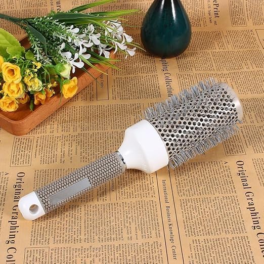 Round Hair Brush with Boar Bristles, 45 mm, Ceramic Ionic Technology for Blow Drying and Styling-image-7