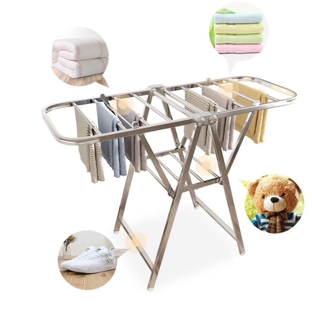 Robuster faltbarer Wäscheständer aus Edelstahl mit Flügel-Design, zusammenklappbarer und multifunktionaler Wäscheständer, 134 cm Trockenraum