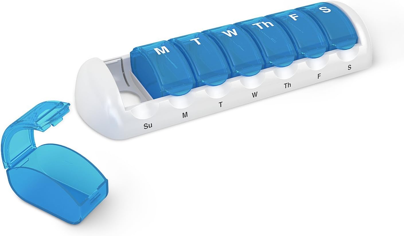 EZY DOSE Weekly (7-Day) Travel Pill Organizer and Planner │ Removable Daily Compartments│ Great for Travel,Assorted Colors,67049 : Health & Household