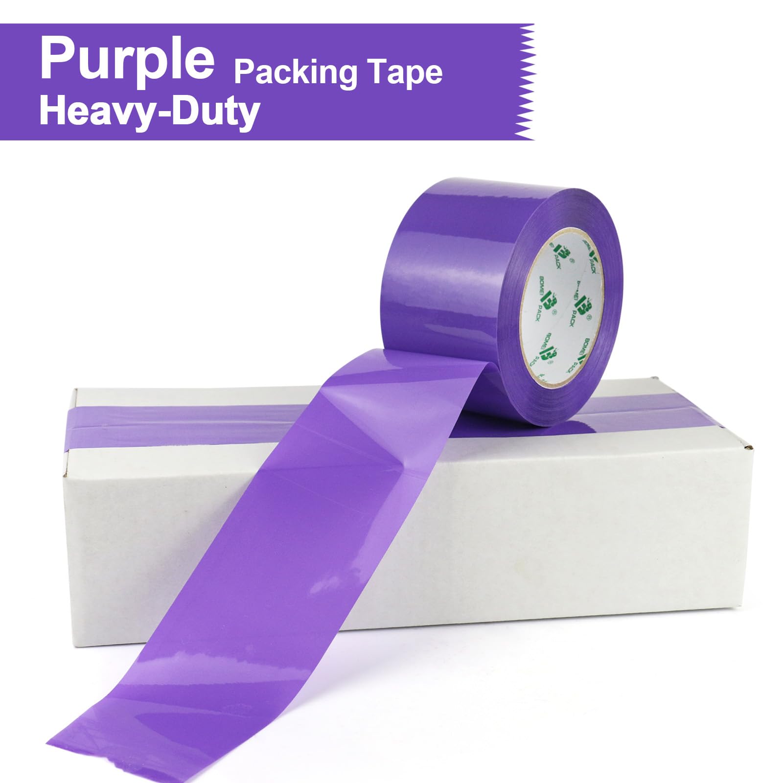 BOMEI PACK Cinta de embalaje morada de 3 pulgadas de ancho, 6 rollos de repuesto de cinta de envío de color morado para embalaje, mudanza y almacenamiento, 2.4 mil x 110 yardas, total 660 yardas