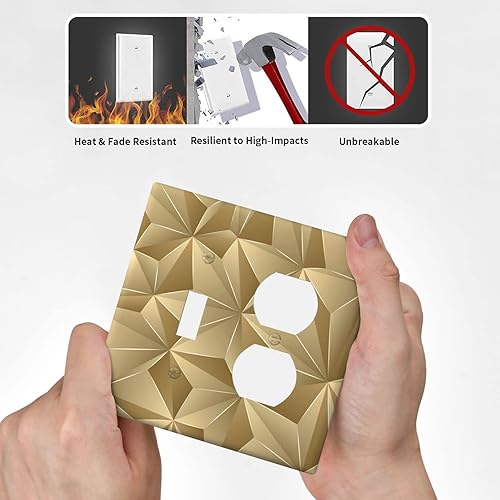 Miniatura 5 de Placa de pared combinada de oro con diamante 3D, 1 interruptor de luz dúplex, cubierta decorativa de 2 cuadrillas, placa de pared para cocina, sala