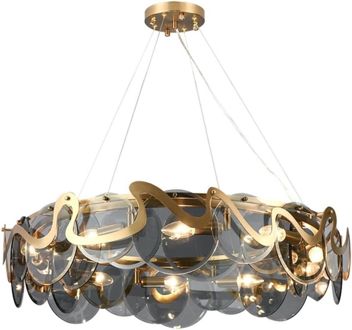 HYJAUSXB Indoor Led Ceiling Pendant, Pendant Light Crystal Chandelier Postmodern Round Oval Chandelier,Foyer