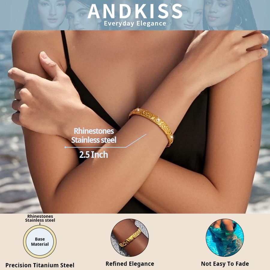 Gold Bracelets for Women Non Tarnish, Waterproof Gold Cuff Bracelet for Women,Open Wide 18K Plated Bangles, Gold Bangle Bracelets for Women Trendy, Non Tarnish Ring Jewelry Gift2