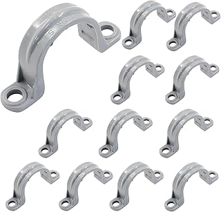 Murtenze 3/4 Inch PVC Pipe Straps, 2 Holes Plastic Conduit Pipe Clamps Pipe Supports for PVC Pipes, Conduit and Cables, 12 Pack