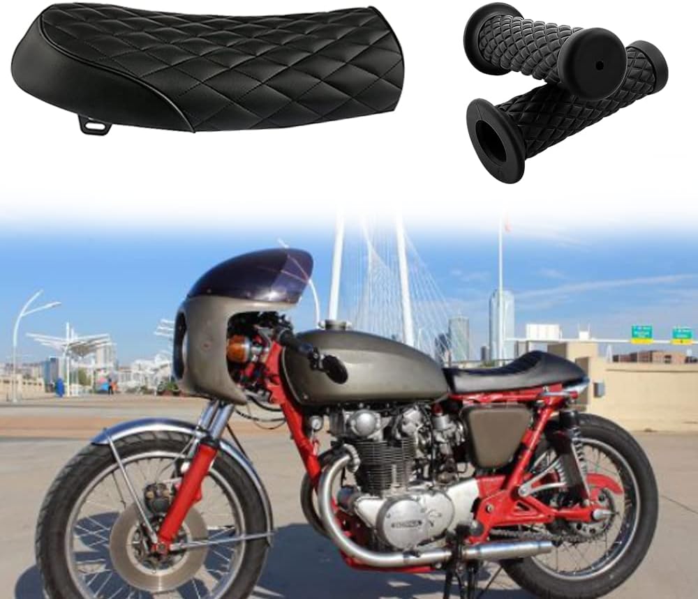 MDPROMCP Motorcycle Vintage Cafe Racer Saddle Seat And 7