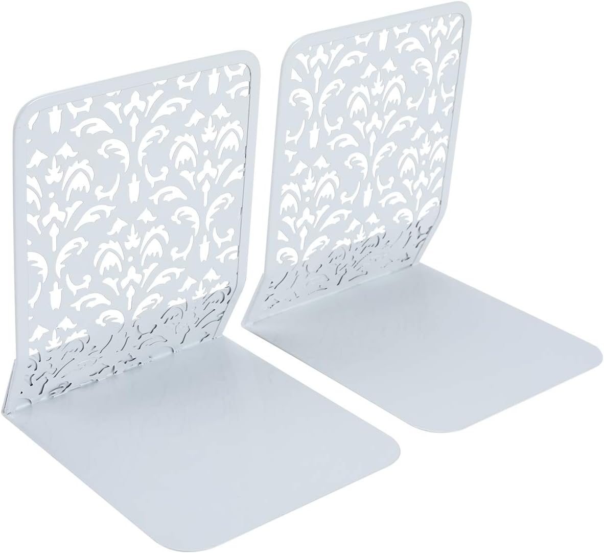 EasyPAG Book Ends Universal Premium Decorative Bookends for Shelves Non-Skid Bookend Metal Book End Book Stopper for Books/Movies/CDs/Video Games, White