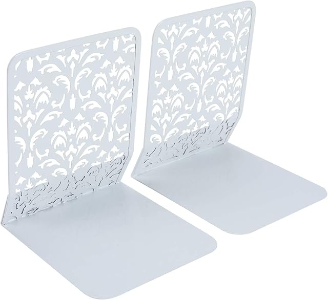 EasyPAG 175mm Metal Desk Bookends Heavy Duty Book Ends for Shelves(1 Pair),White