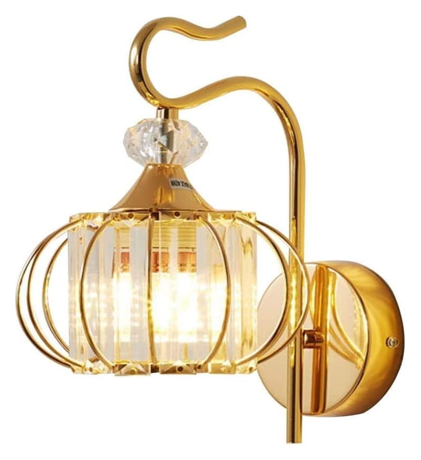 SYAXVOM Wall Lamp Crystal Clear Lantern Sconce E27 Lighting Corridor Bedroom Bedside Light (Color : Golden)