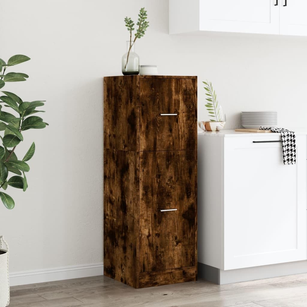 Armadietto da farmacista in legno di rovere affumicato, 40 x 41 x 118 cm, con 3 cassetti ed estraibile, armadietto da cucina stretto e armadio da ufficio per soggiorno