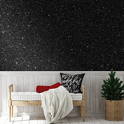 Chihut 15.7''X100'' Black Glitter Wallpaper Stick And Peel For Walls Decorative Self Adhesive Sparkle Black Glitter Wallpaper Removable Glitter Fabric Contact Paper For Cabinets Drawer Dresser Crafts #TOP1