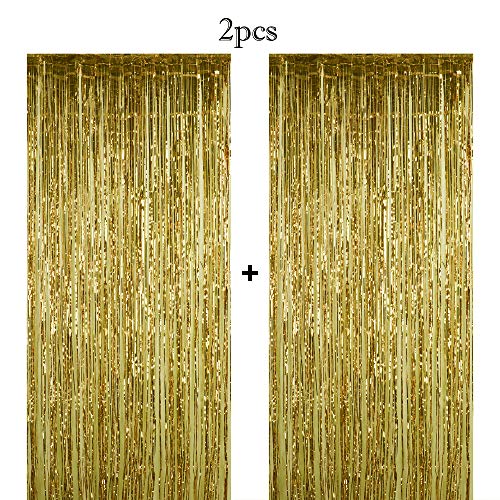 Funeez Foil Curtains (2-Pc. Set) Metallic Fringe Party Decoration | 3' X 8