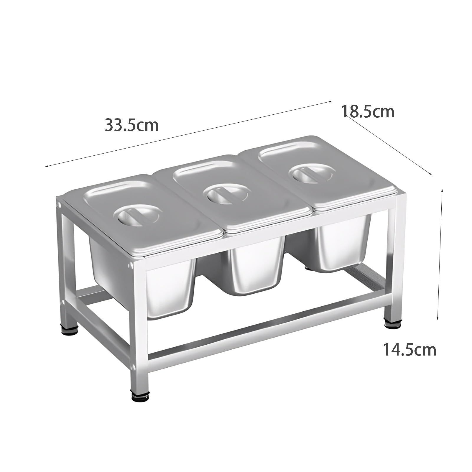 Contenedor de especias de acero inoxidable, estación de ingredientes multifuncional con separadores extraíbles y patas de goma antideslizantes, fácil de limpiar