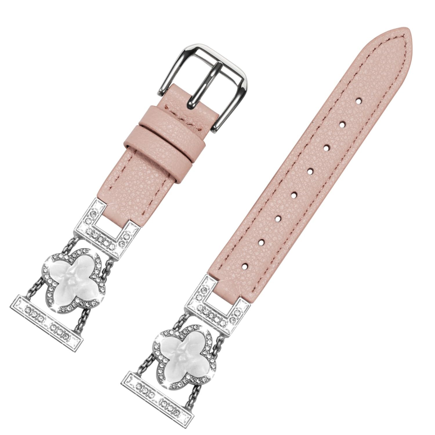 Moran Leather Watch Band 18mm 20mm 22mm Quick Release Slim Leather Strap Dressy Fancy Bling Replacement Smartwatch Strap Compatible with Samsung