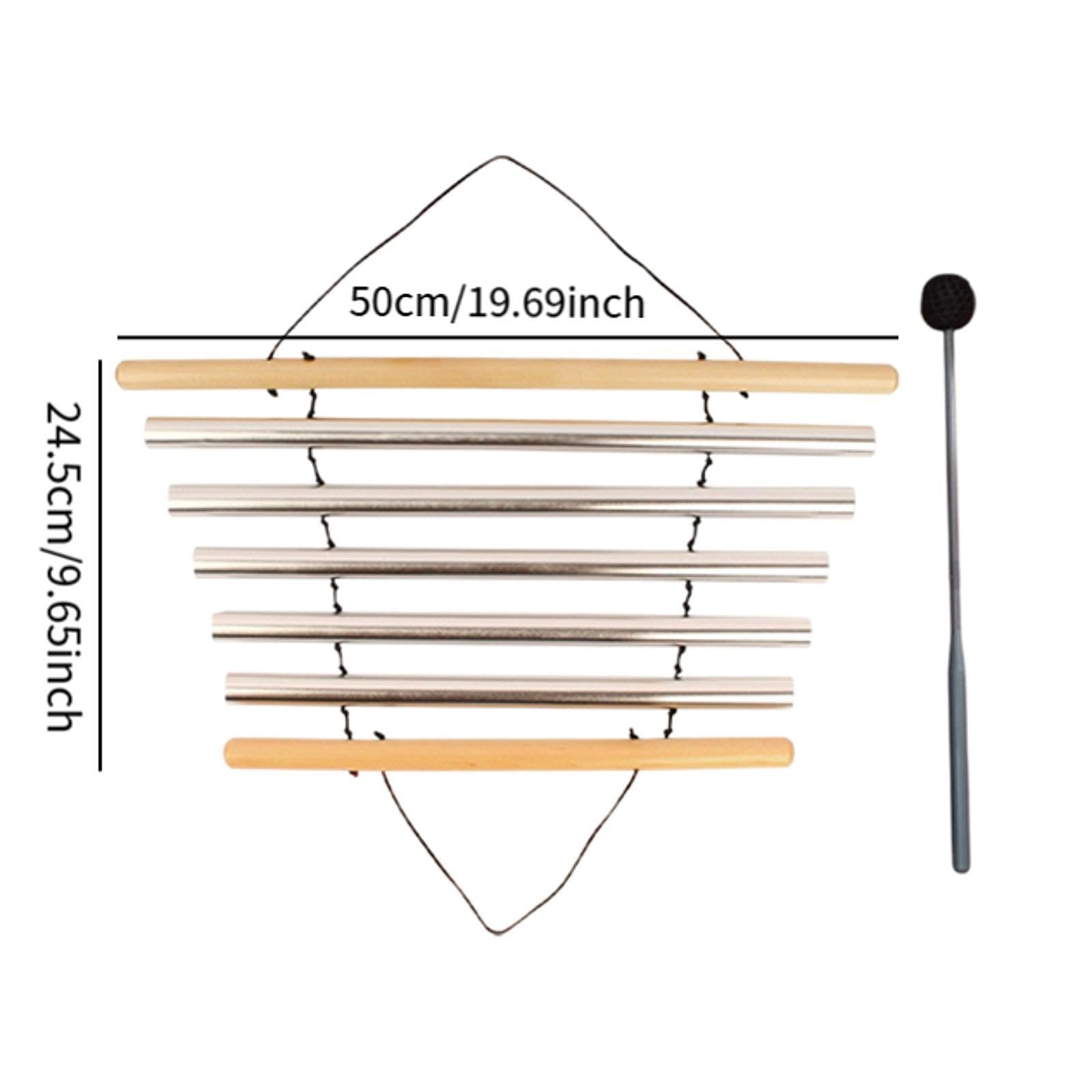 Campana de Meditación Instrumento de Percusión Varilla Tubular Portátil con Mallete Material Madera Aluminio para Meditación y Ambientes, 5 Tonos