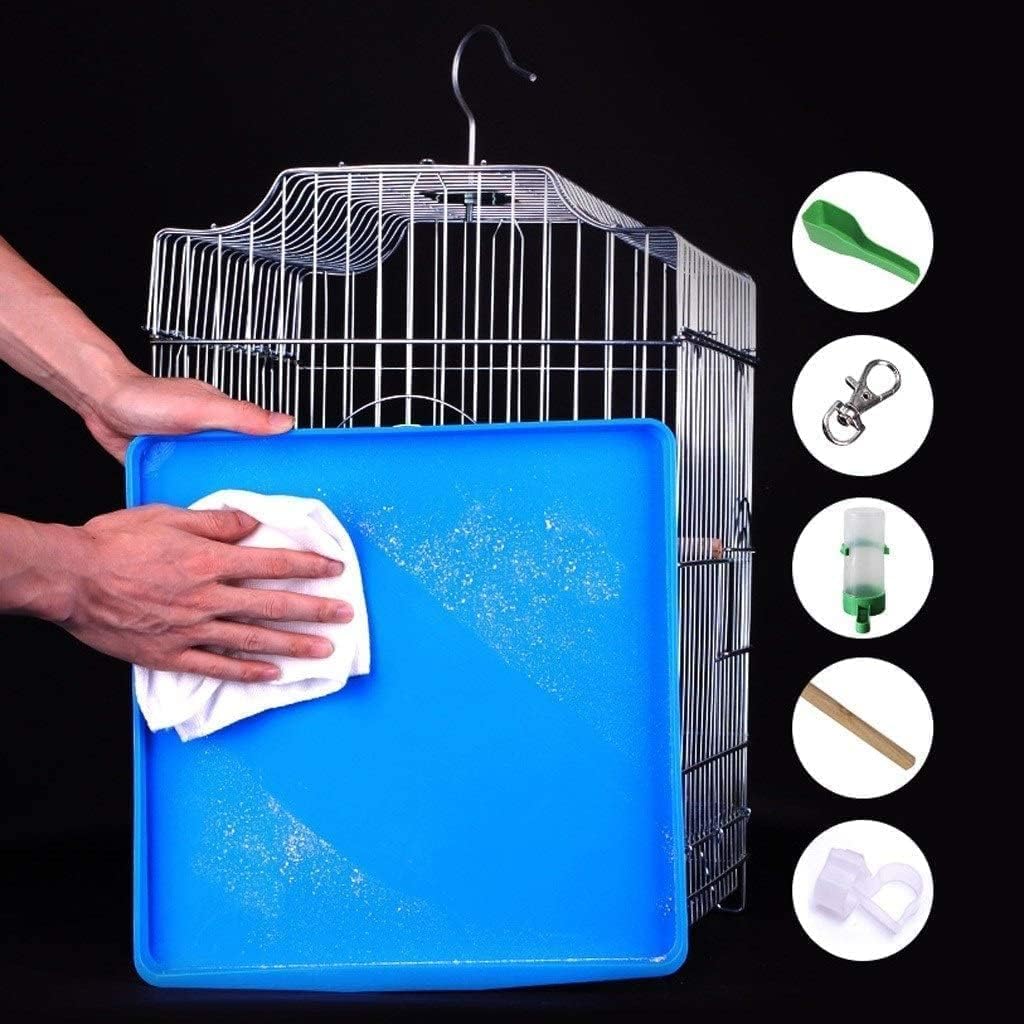 Jaula para pájaros, Jaula para pájaros de Metal Grande, portátil, fácil de Colgar, con Bandeja, Poste de Soporte, Ventana para Comida y asa.