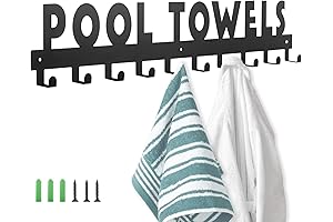 IBosins Large Pool Towel Rack with 10 Hooks for Outdoor