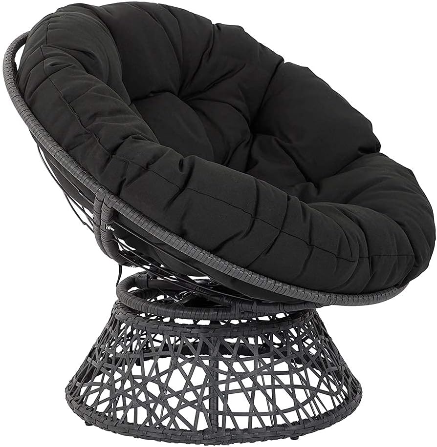 erddcbb Gardens Papasan - Silla con cojín de Tela, Almohadillas para sillas de Nido de Huevos Impermeables para Exteriores, cómodas hamacas para Colgar, Columpio, Negro, 90 x 90 cm
