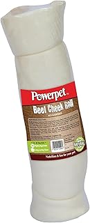 Powerpet Treats Beef Cheek Rolls for Dogs - Promotes Dental Hygiene - 100% Natural & Highly Digestible - High Protein, Low Fat Breeds - No Rawhide - Healthy Chew Treats - 1 Roll