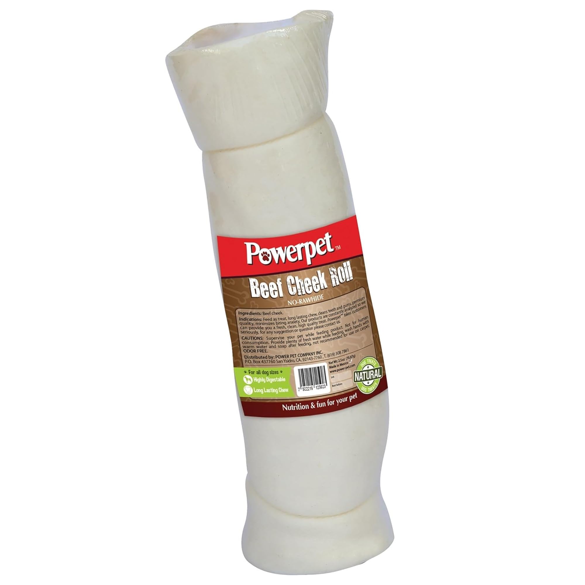 Powerpet Treats Beef Cheek Rolls for Dogs - Promotes Dental Hygiene - 100% Natural & Highly Digestible - High Protein, Low Fat Breeds - No Rawhide -
