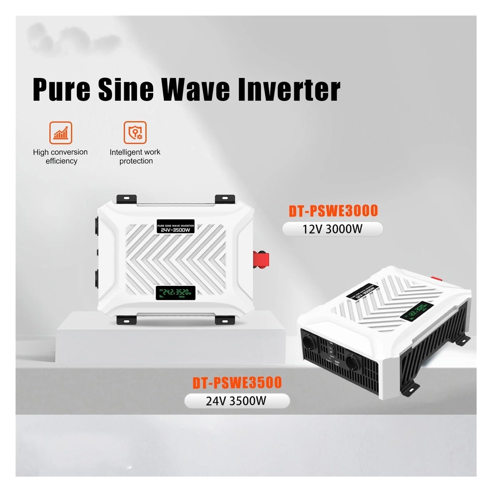 Power Inverter Inversor Corriente Inversor Onda Sinusoidal Pura 12 V CC A 220 V CA 3000 W Y 3500 W para Caravanas Autocaravanas Y Hogares.(PSWE3500W-24V-A)