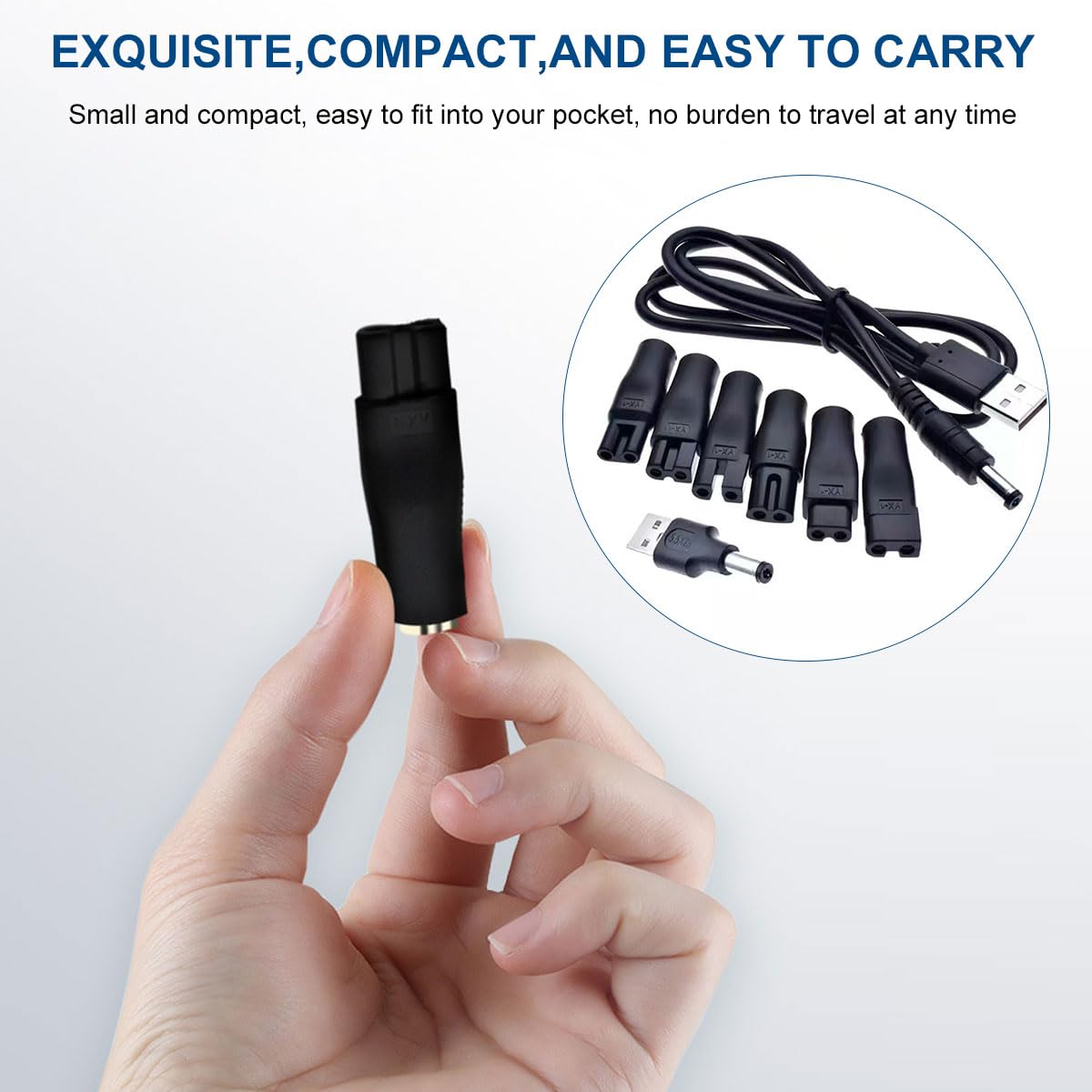 Cavo Caricabatterie USB Universale per Rasoio con 6 Adattatori 5V
