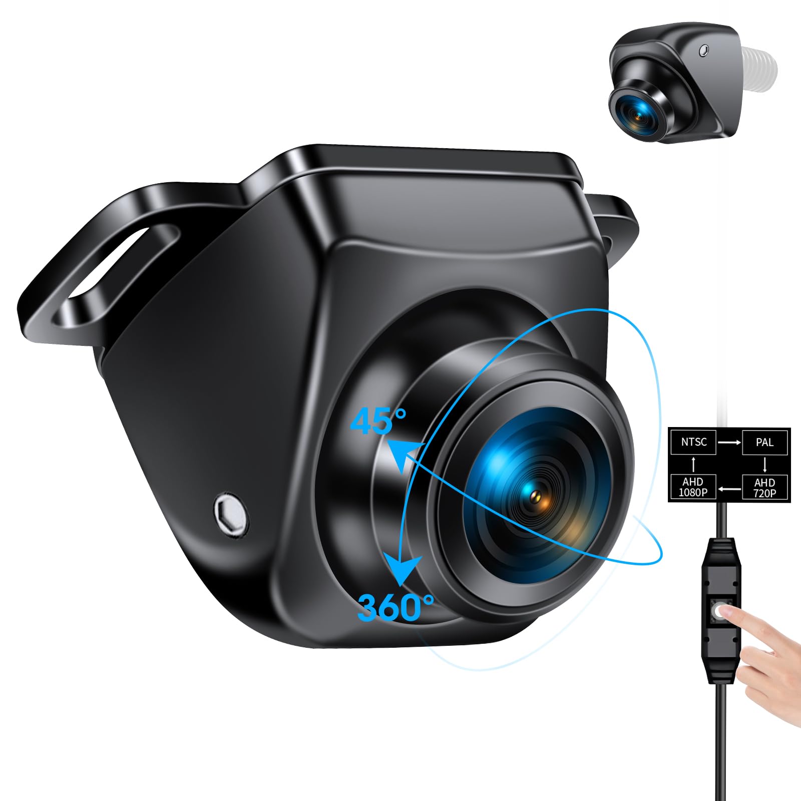 Caméra de Recul【3 Méthodes de Montage】 360° Rotative Camera de Recul