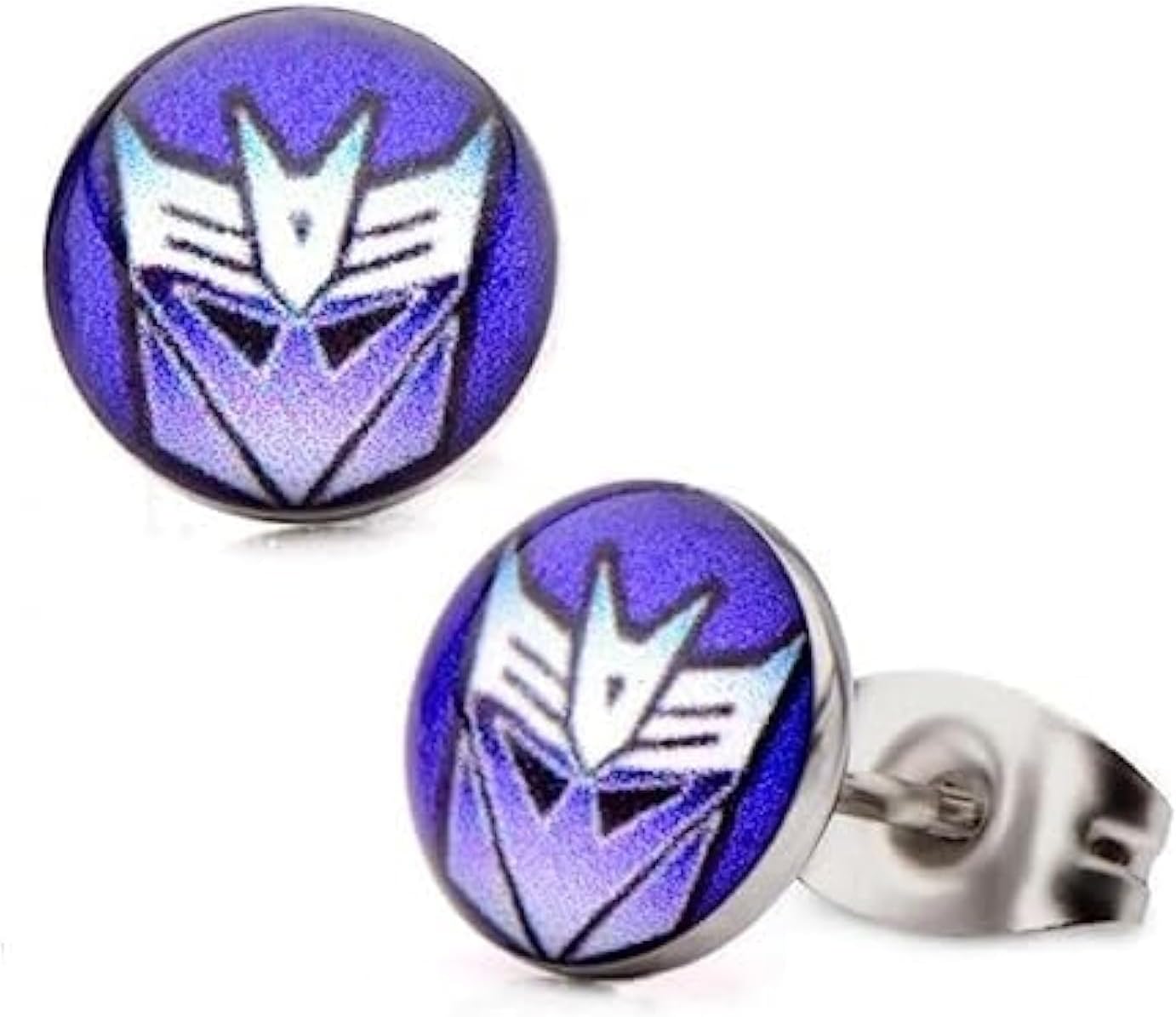 Transformers Decepticon Logo Earrings - Officially Licensed Stainless Steel Stud Earrings For Unisex