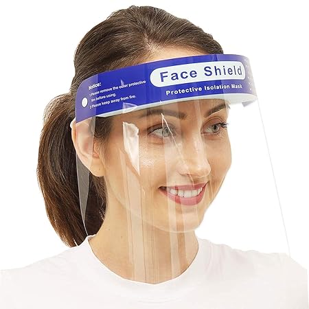 Clear Face Shield 10 pcs Full Face Cover with Comfort Foam and Adjustable Elastic Band 10 pack