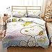 Proxiceen Snoopy zestaw pościeli, poszewka na kołdrę i poduszkę, druk cyfrowy, pościel z mikrofibry na 4 pory roku (A5,220 x 240 cm + 2 x 50 x 75 cm)