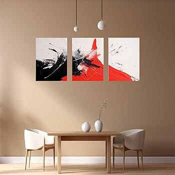 Amazon.co.jp: SHYAMIC アートパネル 抽象 3枚セット飾り絵 抽象画, 赤