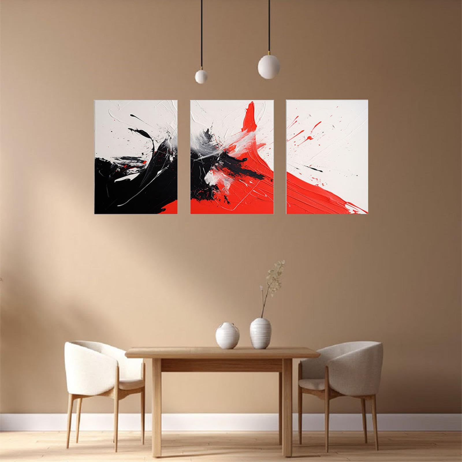 Amazon.co.jp: SHYAMIC アートパネル 抽象 3枚セット飾り絵 抽象画, 赤
