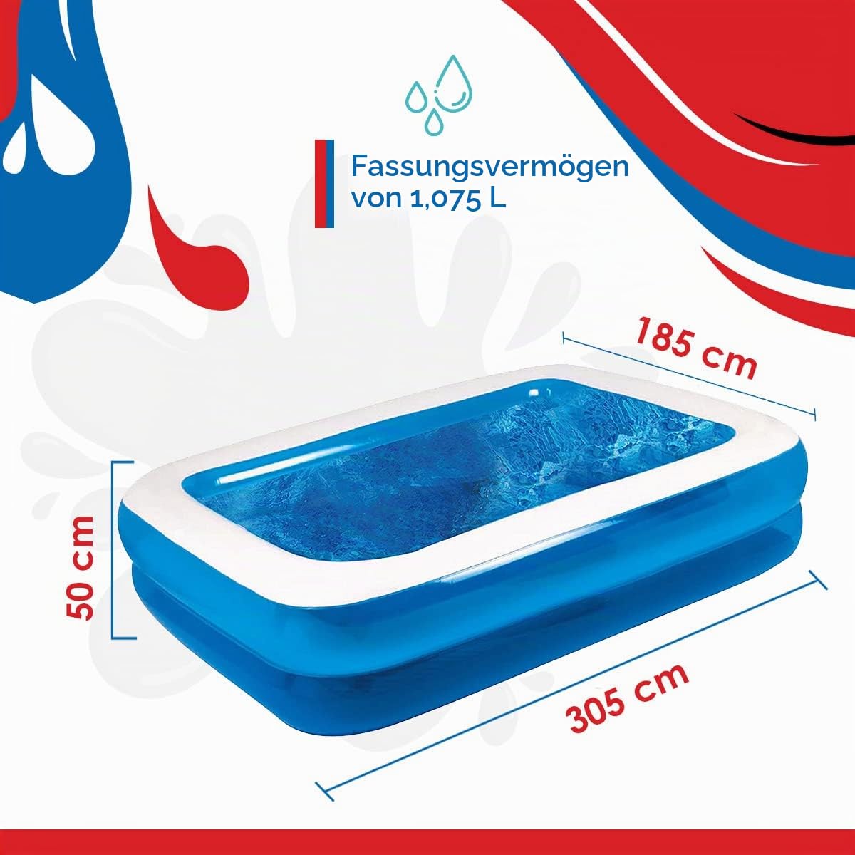 Jilong Giant Swimming Pool 305x183x50 cm Familienpool Schwimmbecken Planschbecken Kinderpool