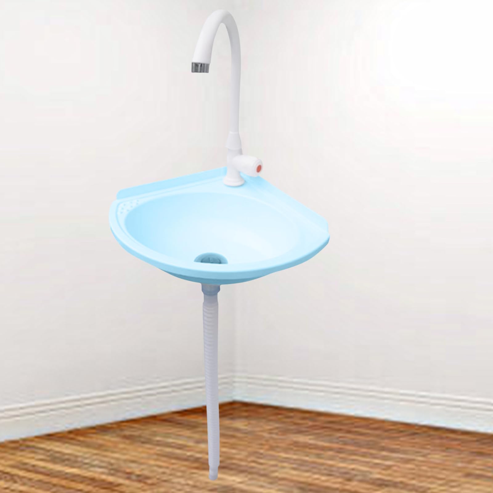 Lavabo de pared,Plástico Lavabo,Diseño Minimalista,27.5x27.5x11cm(WxDxH),saludable y duradero,mejor opción para WC, baños, guardarropas, inodoro, cocina(azul) (B)
