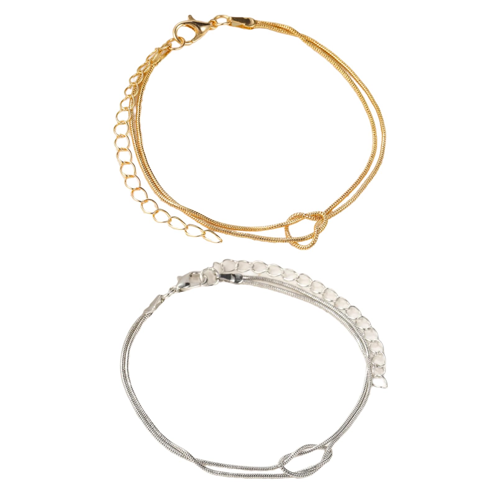 Maxtonser Pack of 2 Elegant Couple Bracelet Knot Bracelet Adjustable Wrist Jewelry Alloy Texture Chain Bracelet for Any Occasion