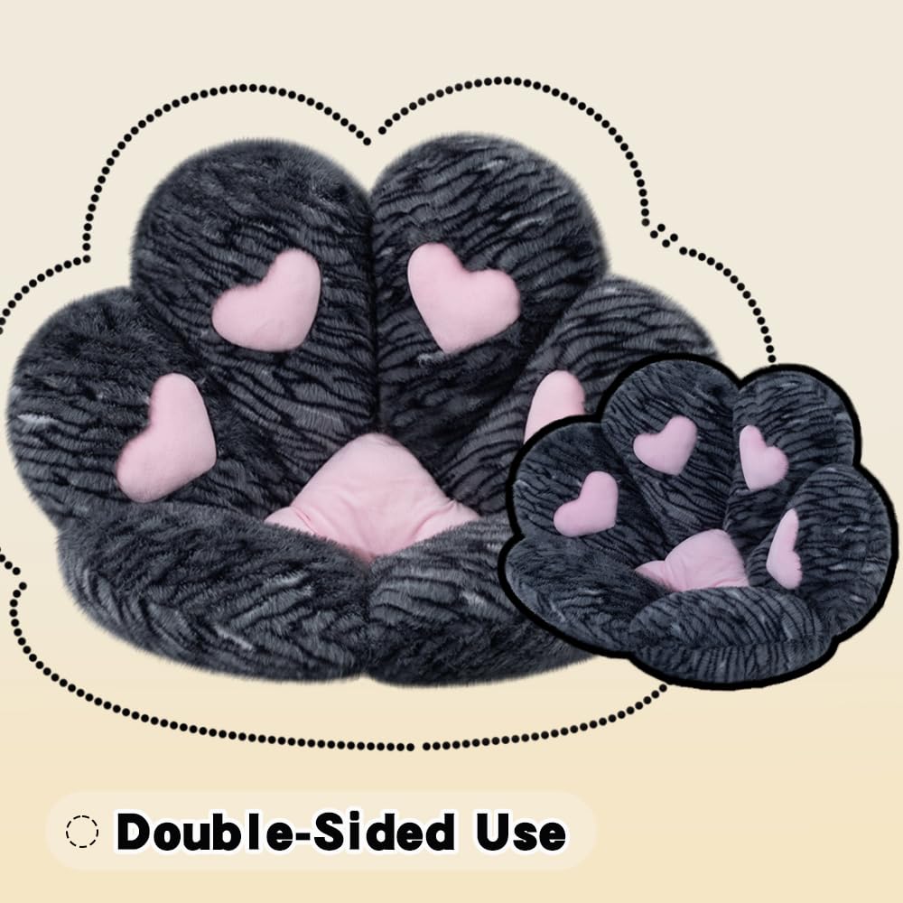 MOONBEEKI Cat Paw Cushion Chair Comfy Kawaii Plush Seat Cushions Shape Lazy Pillow for Gamer Chair 28"x 24" Cozy Floor Cute Seat Kawaii for Girl Worker Gift, Dining Room Bedroom Decorate Black: Black Silver 28 Inch