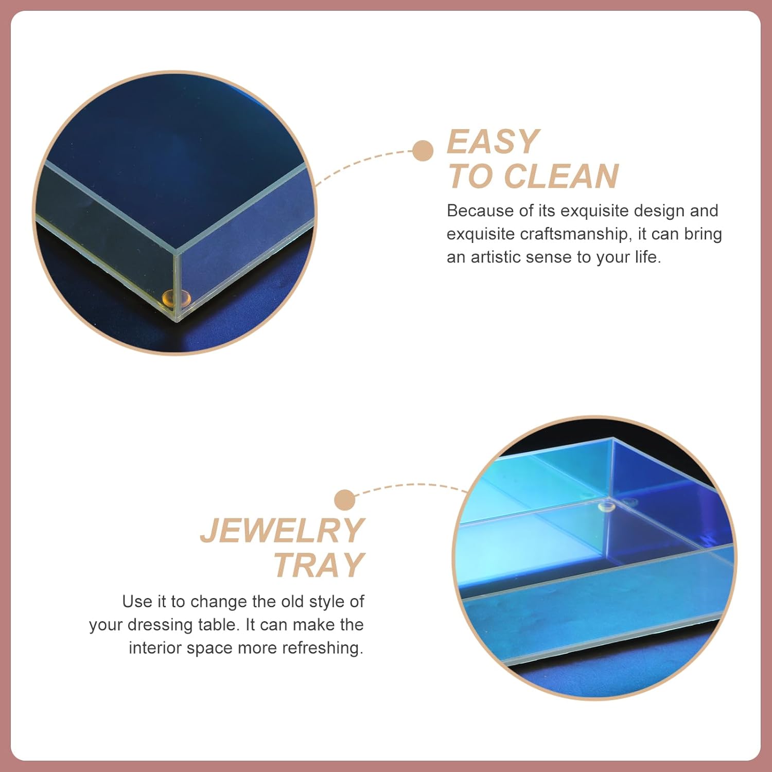 3 Pack Acrylic Perfume Vanity Tray Organizer, Transparent Jewelry Tray for Makeup, Cosmetics, Trinkets, Bathroom Supplies, Dresser Tops, and Office Storage