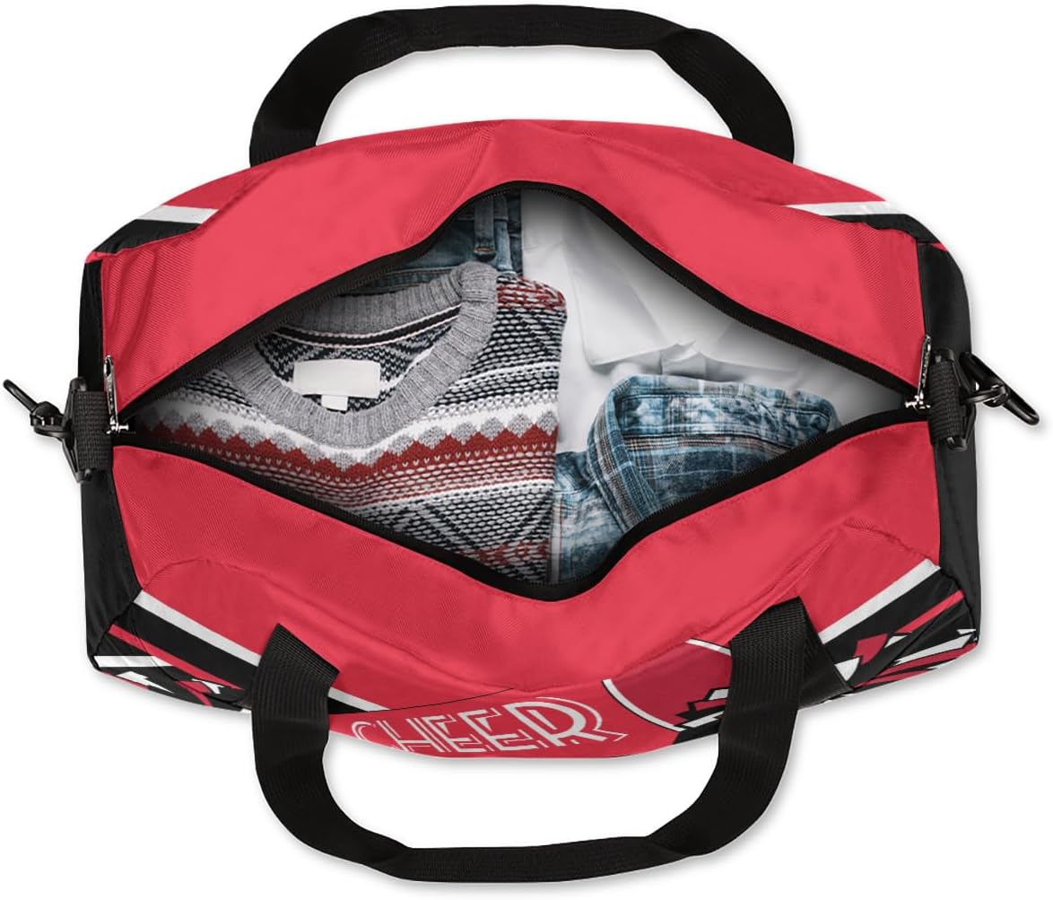 Cheerleader Overnight Duffel Bags for Girls Red Black Cheer Sport Gym Bag Duffel Bag for Travel Weekender Practice Gymnastics Ballet School Gym Sleepover Bag - Image 5