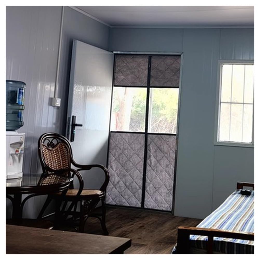 Tenda isolante termica in tessuto Oxford, copertura per porta d'ingresso, chiusura magnetica, tenda per porta francese (grigio, 80 x 205 cm)