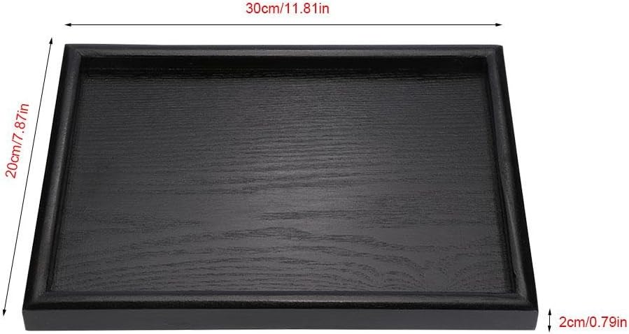 Solid Wood Serving Tray Rectangle Non-Slip Tea Coffee Snack Plate Food Meals Serving Tray with Raised Edges for Home Kitchen Restaurant(11.81x7.87x0.79, Black) - Image 5