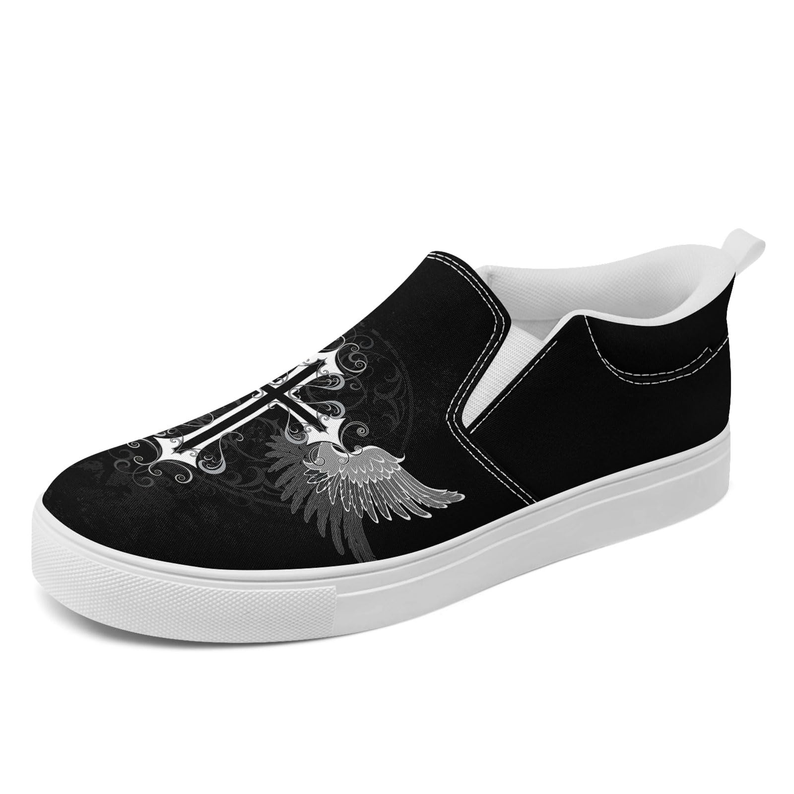 coolcustomize Gothic Low-Top Canvas Shoes for MenWomen Skull Floral Slip-On Sneakers Lightweight Comfort Streetwear Footwear