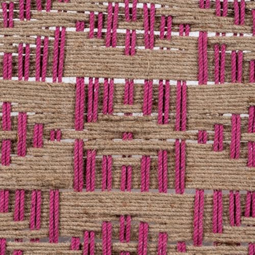 Image of Wooden Bench for Seating | Handcrafted Sheesham Wood Bench for Living Room, Balcony & Garden | Traditional Patio for Outdoor with Cotton Handwoven Rope | Beige and Pink