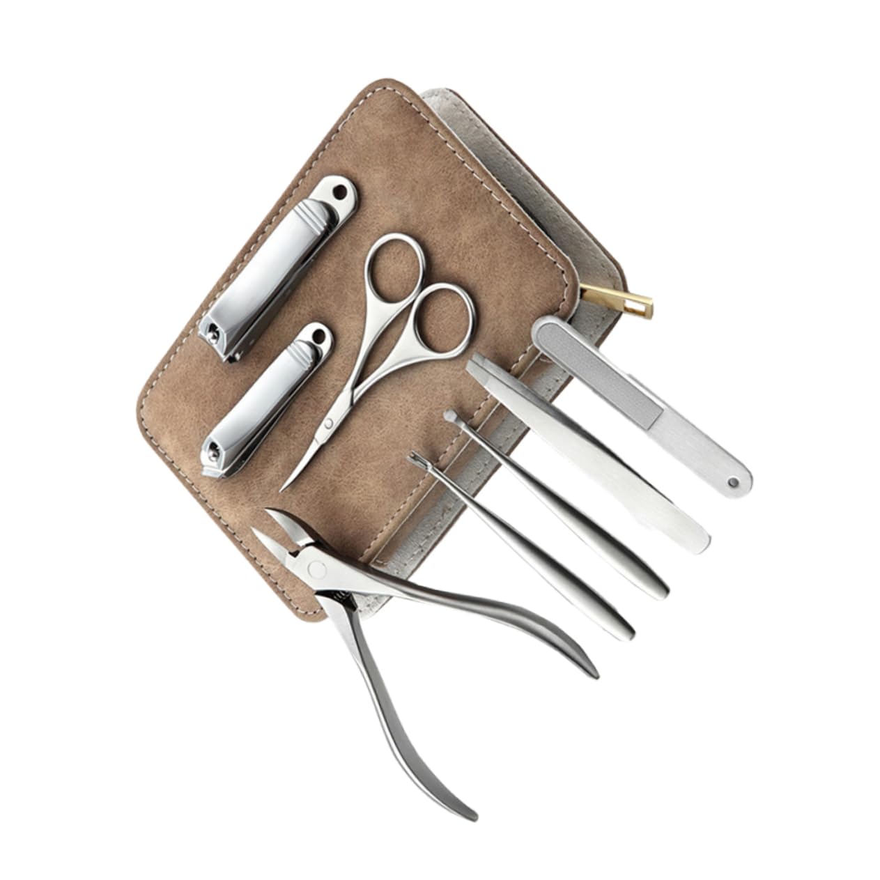 FOMIYES Kit Tagliaunghie Professionale Custodia in Pu in Acciaio Inossidabile 8 Pezzi per Manicure da Viaggio