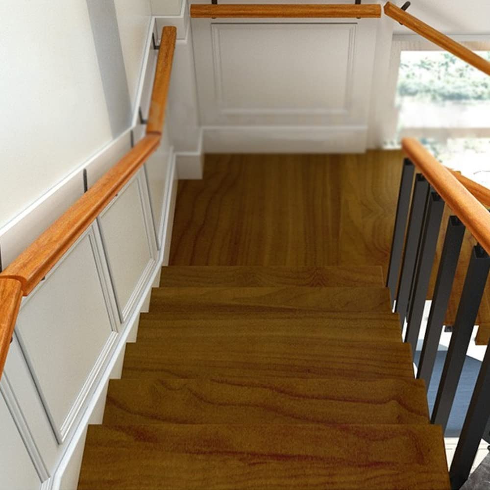 Corrimano di legno rotondo 200-250cm Supporto a parete Anti Slip Support Bar Porta di sicurezza esterna dell'interno della scala di sicurezza Maniglia per il balcone del corridoio di casa Facile Insta