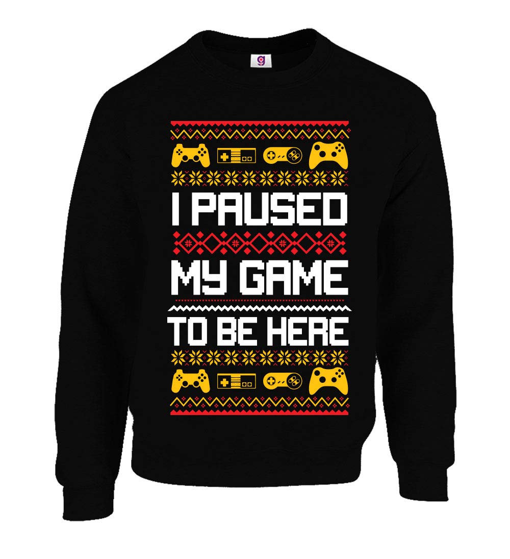 gi Graphic ImpactGraphic Impact Inspired Retro Gamers I Paused My Game to Be Here for Christmas Gamer Sarcastic Party Xmas Jumper Sweater