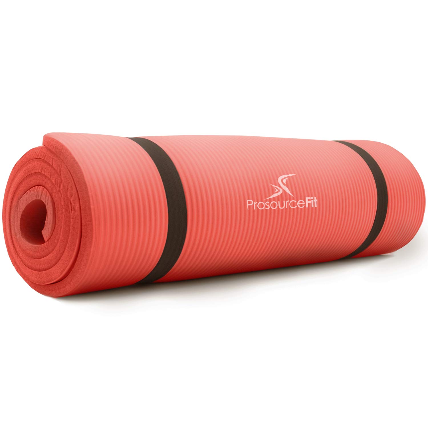 ProsourceFit Extra Thick Yoga and Pilates Mat ½” (13mm), 71-inch Long High Density Exercise Mat with Comfort Foam and Carrying Strap, Red