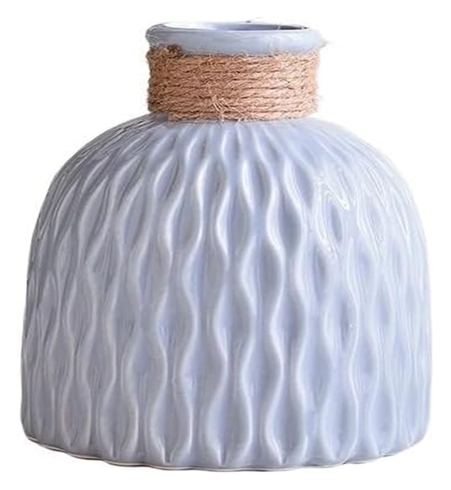Bzgpmfud Grey Vase Desktop For Living Room Water Corrugated Plastic Flower Arrangement Pot Imitation Porcelain Ware Decoration Furnishings Vases(Gray)