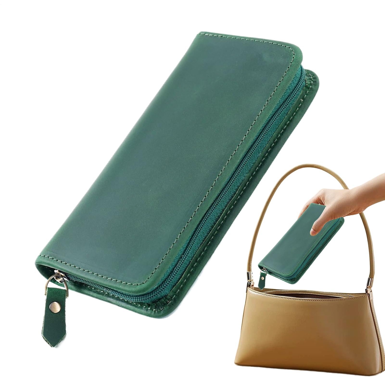 Portapenne in Pelle Borsa Organizer Vintage Con 3 Scomparti | Porta Penne Stilografiche per Studio Arte Disegno Scrittura Viaggio Casa Ufficio Scuola