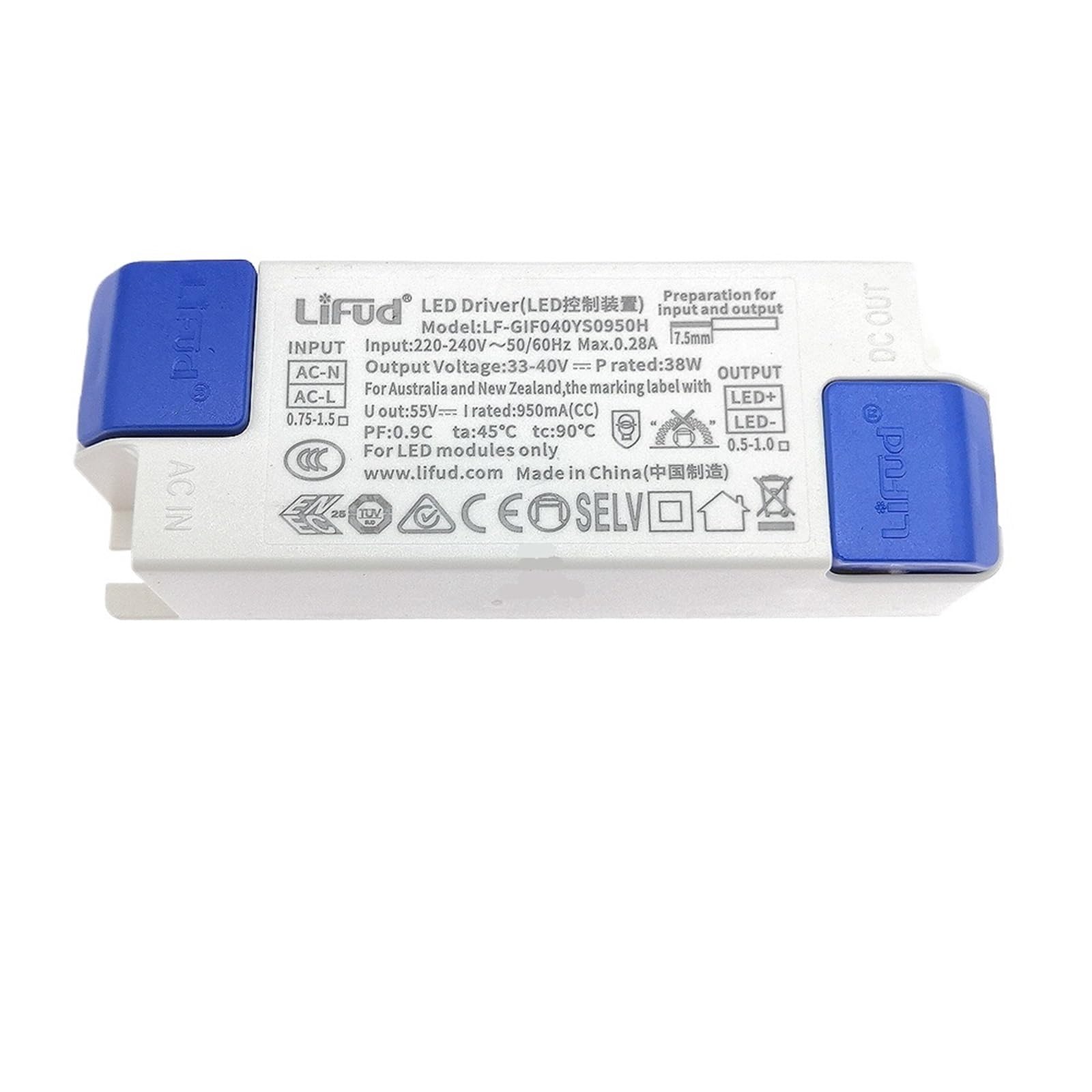 Fcarumiqp Gif040ys0950h 1Pcs Flicker Free Led Driver Lf-Gifxxxys Dc33-40V 600Ma 900Ma 1000Ma 1200Ma 1500Ma Panel Light Power Supply(Gif040ys0950h)